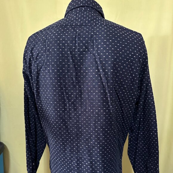 Taylor Stitch Men's Triangle Design Dark Blue LS Button Front Shirt Size 40 Hand - Picture 3 of 3